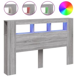 vidaXL LED-Kopfteil Grau Sonoma 160x18,5x103,5 cm Holzwerkstoff