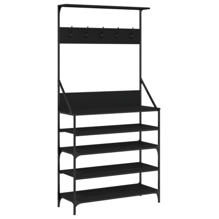 vidaXL Kleiderständer mit Schuhablage Schwarz 90x34x184 cm