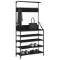vidaXL Kleiderständer mit Schuhablage Schwarz 90x34x184 cm vidaXL Kleiderständer mit Schuhablage Schwarz 90x34x184 cm
