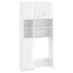 Waschmaschinenschrank-Set Hochglanz-Weiß Holzwerkstoff