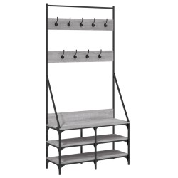 vidaXL Kleiderständer mit Schuhablage Grau Sonoma 90x34x184 cm