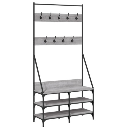 vidaXL Kleiderständer mit Schuhablage Grau Sonoma 90x34x184 cm