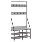 vidaXL Kleiderständer mit Schuhablage Grau Sonoma 90x34x184 cm vidaXL Kleiderständer mit Schuhablage Grau Sonoma 90x34x184 cm