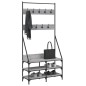 vidaXL Kleiderständer mit Schuhablage Grau Sonoma 90x34x184 cm vidaXL Kleiderständer mit Schuhablage Grau Sonoma 90x34x184 cm