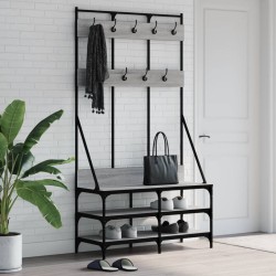 vidaXL Kleiderständer mit Schuhablage Grau Sonoma 100x40x184 cm