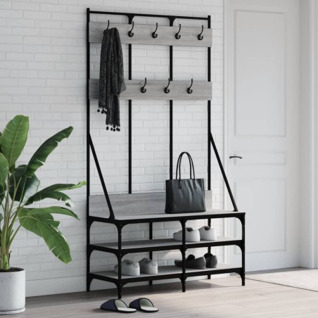 vidaXL Kleiderständer mit Schuhablage Grau Sonoma 100x40x184 cm