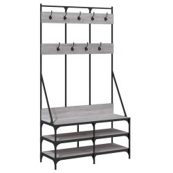 vidaXL Kleiderständer mit Schuhablage Grau Sonoma 100x40x184 cm