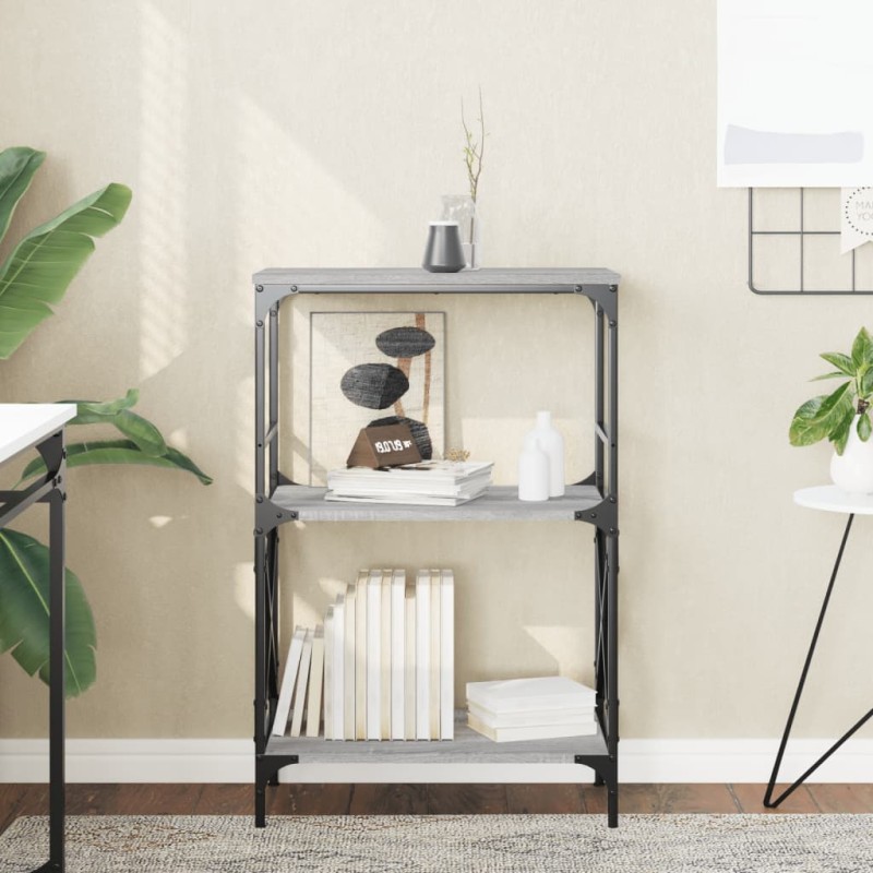 vidaXL Bücherregal 3 Böden Grau Sonoma 59x35x90,5 cm Holzwerkstoff vidaXL Bücherregal 3 Böden Grau Sonoma 59x35x90,5 cm Holzwerkstoff