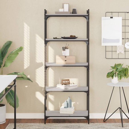 vidaXL Bücherregal 5 Böden Grau Sonoma 60x30x154 cm Holzwerkstoff