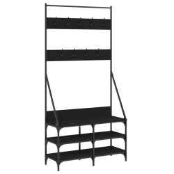 vidaXL Kleiderständer mit Schuhablage Schwarz 90x34x184 cm