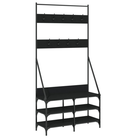 vidaXL Kleiderständer mit Schuhablage Schwarz 90x34x184 cm