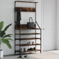 vidaXL Kleiderständer mit Schuhablage Räuchereiche 90x34x184 cm vidaXL Kleiderständer mit Schuhablage Räuchereiche 90x34x184 cm