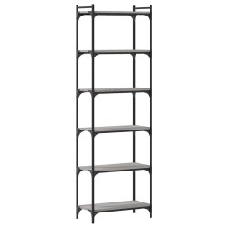 vidaXL Bücherregal 6 Böden Grau Sonoma 60x30x188 cm Holzwerkstoff