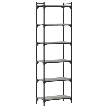 vidaXL Bücherregal 6 Böden Grau Sonoma 60x30x188 cm Holzwerkstoff