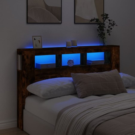 vidaXL LED-Kopfteil Räuchereiche 160x18,5x103,5 cm Holzwerkstoff