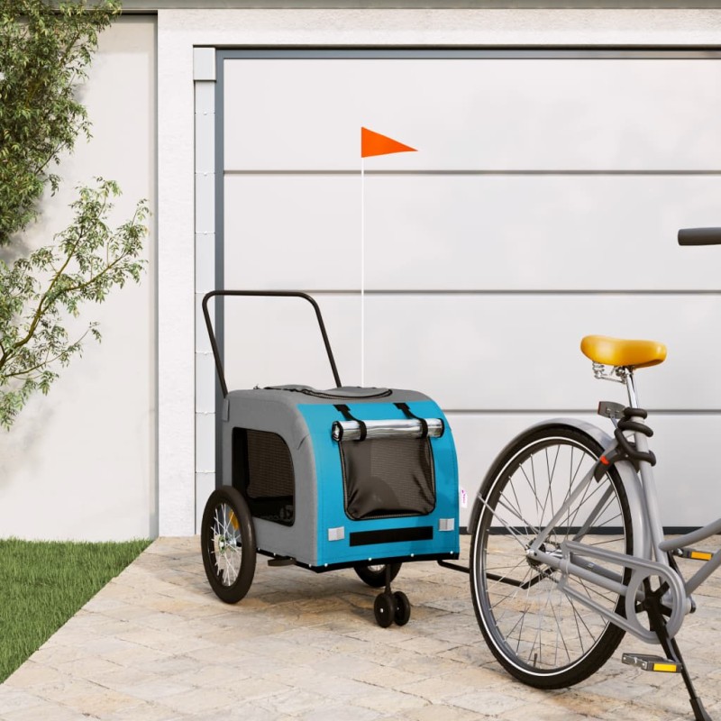 vidaXL Fahrradanhänger Hunde Blau und Grau Oxford-Gewebe und Eisen vidaXL Fahrradanhänger Hunde Blau und Grau Oxford-Gewebe und Eisen