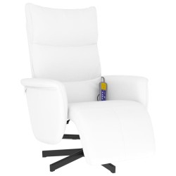vidaXL Massagesessel mit Fußteil Weiß Kunstleder