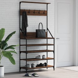 vidaXL Kleiderständer mit Schuhablage Braun Eiche-Optik 90x34x184 cm