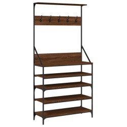 vidaXL Kleiderständer mit Schuhablage Braun Eiche-Optik 90x34x184 cm