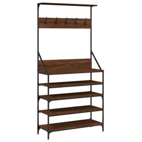 vidaXL Kleiderständer mit Schuhablage Braun Eiche-Optik 90x34x184 cm