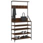 vidaXL Kleiderständer mit Schuhablage Braun Eiche-Optik 90x34x184 cm vidaXL Kleiderständer mit Schuhablage Braun Eiche-Optik 90x34x184 cm