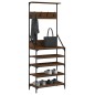 vidaXL Kleiderständer mit Schuhablage Braun Eiche-Optik 70x34x184 cm vidaXL Kleiderständer mit Schuhablage Braun Eiche-Optik 70x34x184 cm