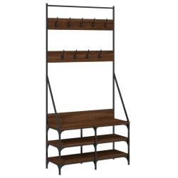 vidaXL Kleiderständer mit Schuhablage Braun Eiche-Optik 90x34x184 cm