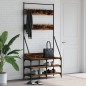 vidaXL Kleiderständer mit Schuhablage Räuchereiche 90x34x184 cm vidaXL Kleiderständer mit Schuhablage Räuchereiche 90x34x184 cm