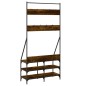 vidaXL Kleiderständer mit Schuhablage Räuchereiche 90x34x184 cm vidaXL Kleiderständer mit Schuhablage Räuchereiche 90x34x184 cm