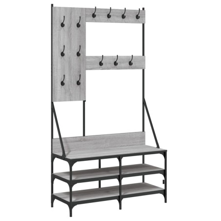 vidaXL Kleiderständer mit Schuhablage Grau Sonoma 100x40x184 cm