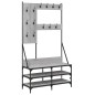 vidaXL Kleiderständer mit Schuhablage Grau Sonoma 100x40x184 cm vidaXL Kleiderständer mit Schuhablage Grau Sonoma 100x40x184 cm
