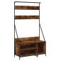 vidaXL Kleiderständer mit Schuhablage Räuchereiche 100x41x184 cm vidaXL Kleiderständer mit Schuhablage Räuchereiche 100x41x184 cm