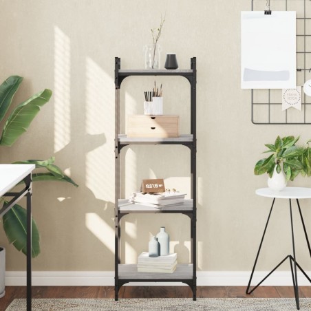 vidaXL Bücherregal 4 Böden Grau Sonoma 40x30x120 cm Holzwerkstoff
