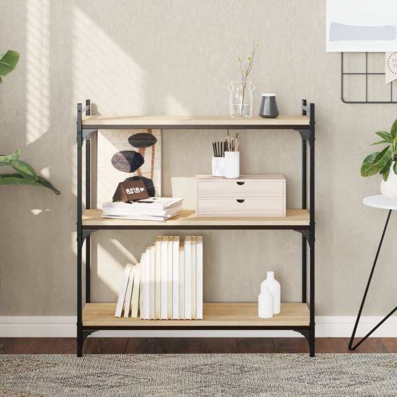 vidaXL Bücherregal 3 Böden Sonoma-Eiche 80x30x86 cm Holzwerkstoff vidaXL Bücherregal 3 Böden Sonoma-Eiche 80x30x86 cm Holzwerkstoff