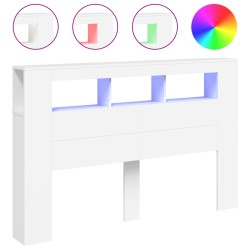 vidaXL LED-Kopfteil Weiß 160x18,5x103,5 cm Holzwerkstoff