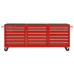 Werkzeugwagen mit 21 Schubladen Stahl Rot