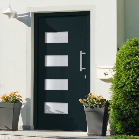 vidaXL Haustür Aluminium und PVC Anthrazit 100x210 cm