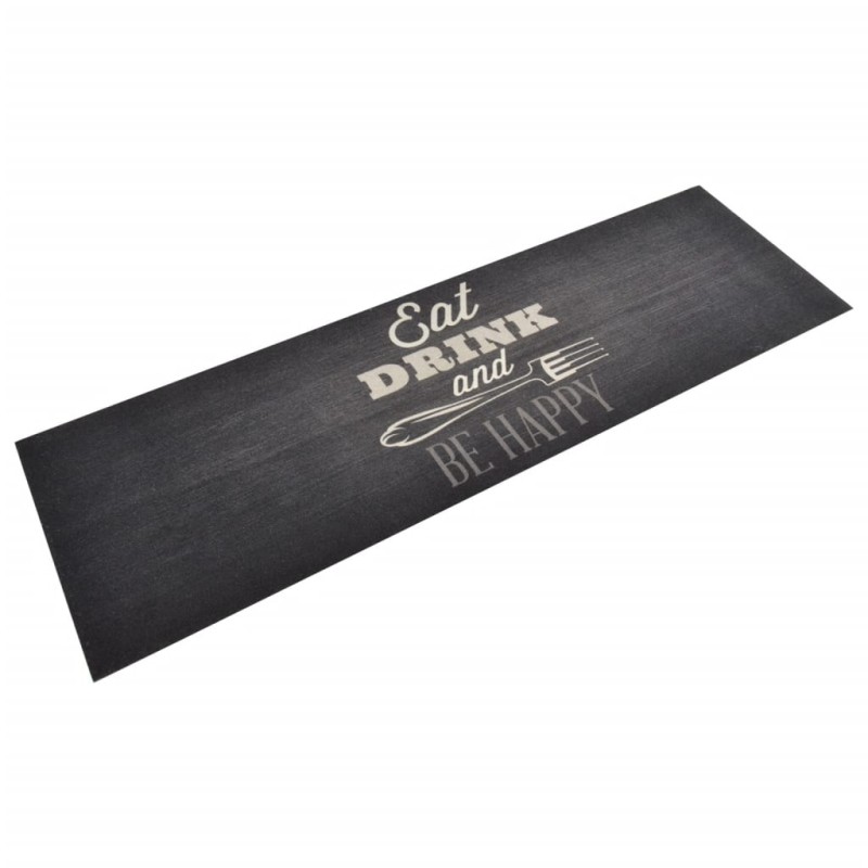 vidaXL Küchenteppich Waschbar Küche Schwarz 60x180 cm Samt vidaXL Küchenteppich Waschbar Küche Schwarz 60x180 cm Samt