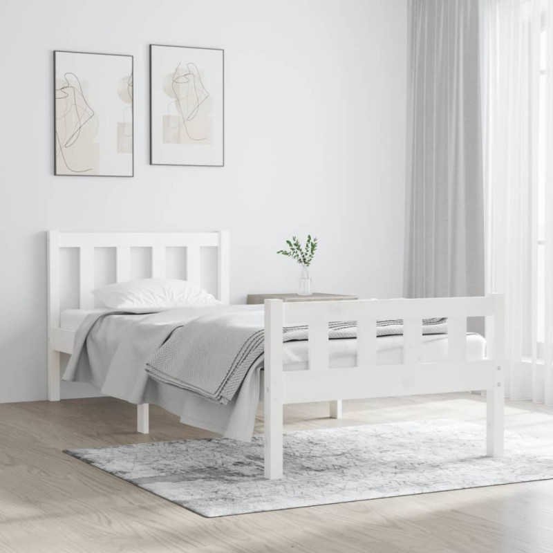 vidaXL Massivholzbett Weiß 90x190 cm vidaXL Massivholzbett Weiß 90x190 cm