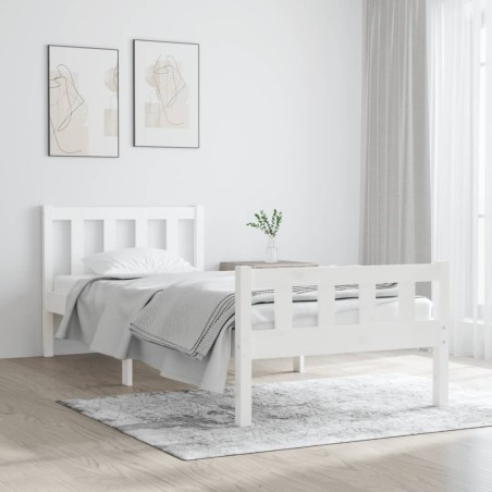 vidaXL Massivholzbett Weiß 90x190 cm