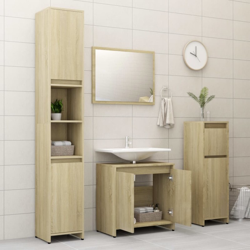 vidaXL 4-tlg. Badmöbel-Set Sonoma-Eiche Holzwerkstoff vidaXL 4-tlg. Badmöbel-Set Sonoma-Eiche Holzwerkstoff