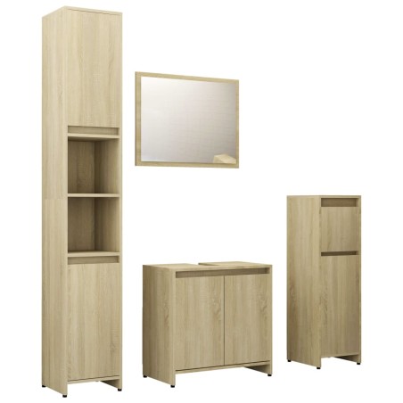 vidaXL 4-tlg. Badmöbel-Set Sonoma-Eiche Holzwerkstoff
