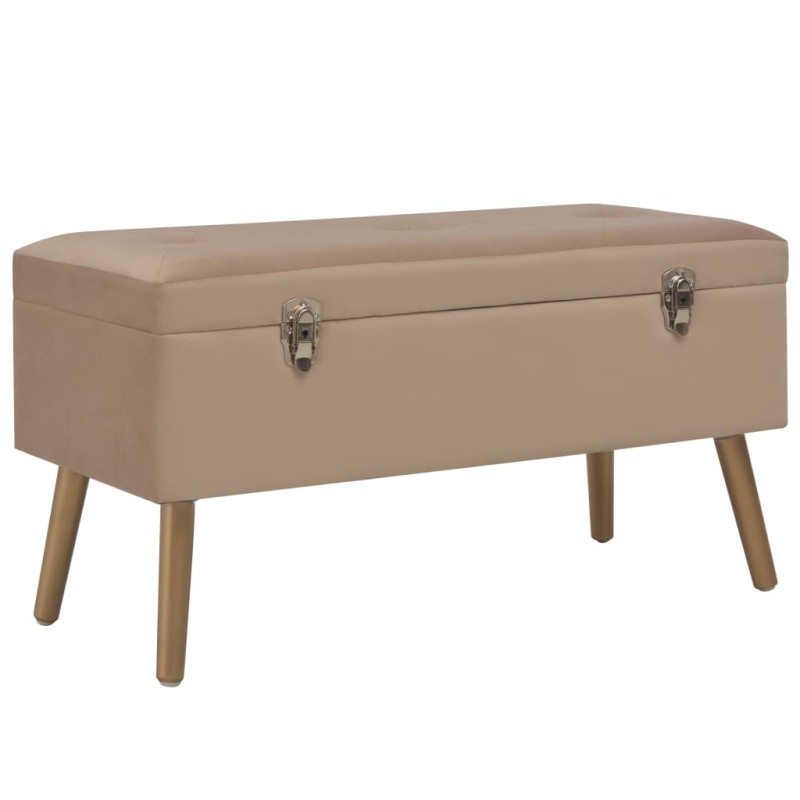vidaXL Bank mit Stauraum 80 cm Beige Samt vidaXL Bank mit Stauraum 80 cm Beige Samt