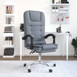 vidaXL Bürostuhl mit Massagefunktion Dunkelgrau Samt