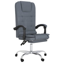 vidaXL Bürostuhl mit Massagefunktion Dunkelgrau Samt