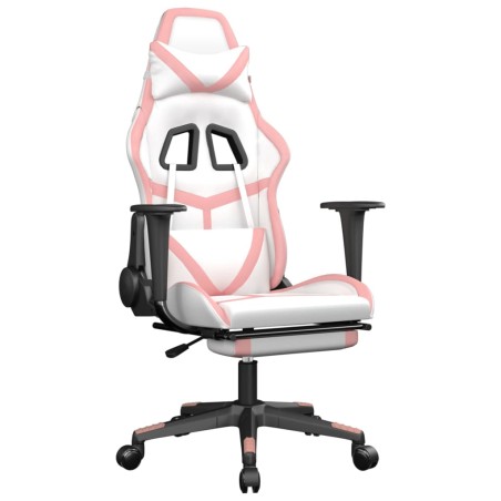 vidaXL Gaming-Stuhl mit Fußstütze Weiß und Rosa Kunstleder