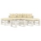 vidaXL 6-tlg. Garten-Lounge-Set Paletten mit Kissen in Creme Holz vidaXL 6-tlg. Garten-Lounge-Set Paletten mit Kissen in Creme Holz
