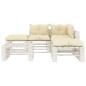 vidaXL 6-tlg. Garten-Lounge-Set Paletten mit Kissen in Creme Holz vidaXL 6-tlg. Garten-Lounge-Set Paletten mit Kissen in Creme Holz