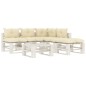 vidaXL 6-tlg. Garten-Lounge-Set Paletten mit Kissen in Creme Holz