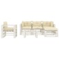 vidaXL 6-tlg. Garten-Lounge-Set Paletten mit Kissen in Creme Holz vidaXL 6-tlg. Garten-Lounge-Set Paletten mit Kissen in Creme Holz